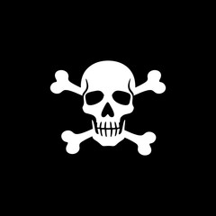 Skull illustration logo design, pirate symbol, skull head silhouette, ghost, adventure, head, skeleton, icon, graphic, death, logo, isolated, illustration, symbol, dead, horror, element, black