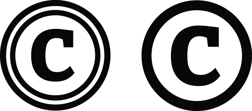 Copyright symbol vector illustration with double circle line design, intellectual property protection icon