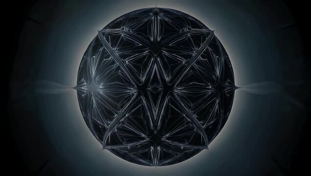 Abstract 4K high definition visualization featuring dark sphere covered detailed geometric lines subtle glowing edges creating modern tech atmosphere ideal digital background use