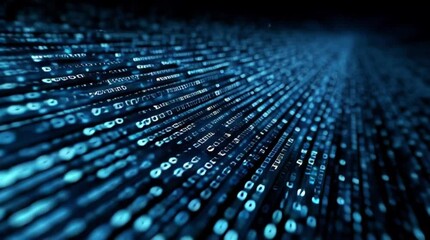 Futuristic data stream flowing in cyberspace, digital network with abstract binary code, perfect for tech, science, and business presentations - Powered by Adobe