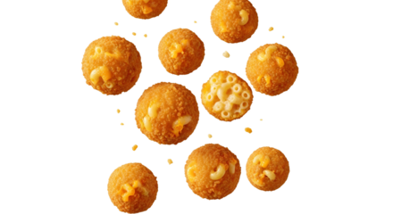 Delicious Mac and Cheese Balls Floating on White Background Ready to be Served and Enjoyed