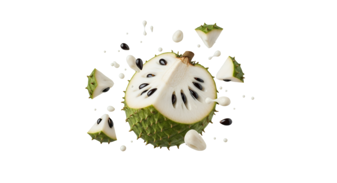 Exotic Soursop Fruit Bursting with Freshness and Vibrant Flavors on Clean White Background