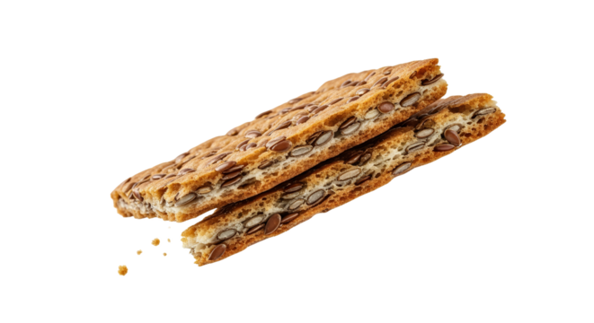 Artisan flatbread crispbread featuring flax seeds providing a rustic gourmet snack emphasizing a healthy balanced diet for conscious consumers - Powered by Adobe