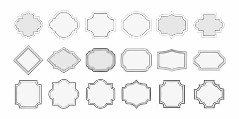 Collection of decorative gray labels and frames