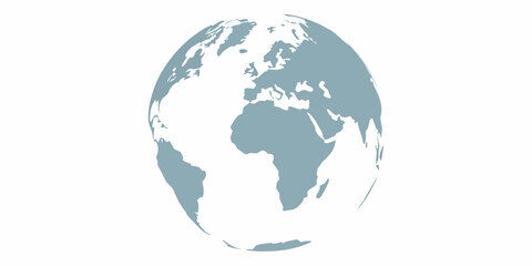Stylized globe showing europe africa and americas on white background