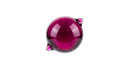 Iridescent Purple Glass Orb with Textured Surface, Isolated on Pure White Backdrop