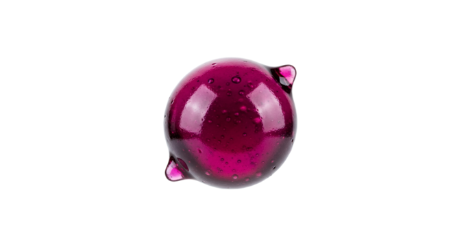 Iridescent Purple Glass Orb with Textured Surface, Isolated on Pure White Backdrop