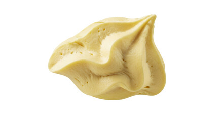 Creamy concoction swirl, a culinary creation with delicate textures and pale yellow color,isolated on pure white background a tempting dessert