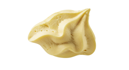 Creamy concoction swirl, a culinary creation with delicate textures and pale yellow color,isolated on pure white background a tempting dessert