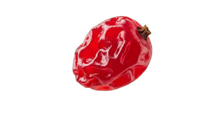 Macro Shot of a Vibrant Red Jujube Fruit Illuminated on a Clean White Background