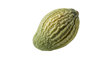 Isolated wrinkled pomelo fruit on white background, highlighting the natural texture and imperfection of organic produce for conceptual illustration