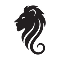 Modern elegant black lion head profile vector logo design art