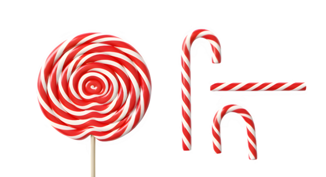 Festive red and white candy collection lollipop and candy canes on black
