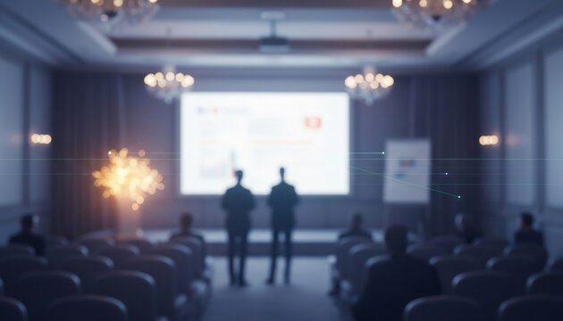 Abstract blurred image of conference and presentation in the meeting room