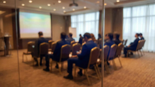Blurred people meeting in seminar room luxury hotel