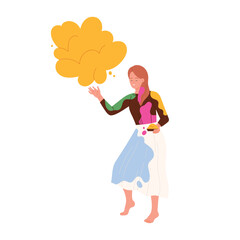 Isolated woman throwing vibrant color powder during Holi festival celebration on white background vector illustration