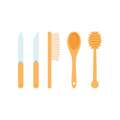 Essential honey production tools and equipment set isolated on white background vector illustration