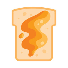 Slice of bread with honey spread in a simple isolated style for food and breakfast concepts vector illustration