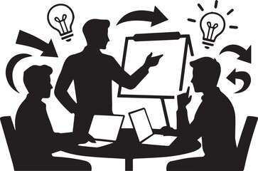 PrBusiness Meeting and Brainstorming Silhouette Vectorint