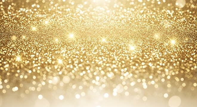 Shimmering gold glitter background with sparkling bokeh lights. - Powered by Adobe