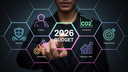 Strategic 2026 Budget Planning Visualization with Focus on Growth Sustainability and Security