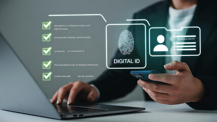 Digital Identification Process on Laptop and Phone with Fingerprint Verification