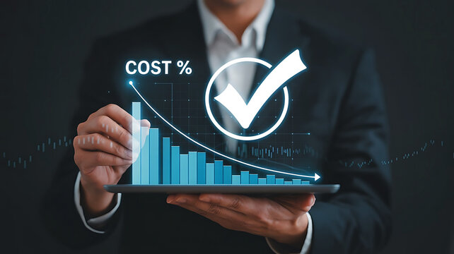 Cost reduction chart showing successful cost percentage decrease for business profitability