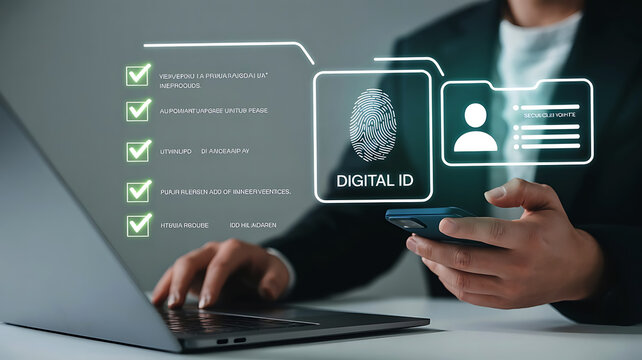 Digital Identification Process on Laptop and Phone with Fingerprint Verification
