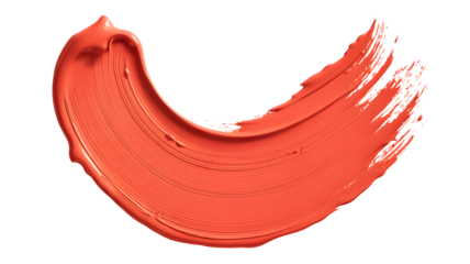 Orange lipstick swatch brush stroke isolated on transparent background