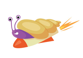 A whimsical rocketpowered snail combines fun and food elements with a delightful, playful design concept