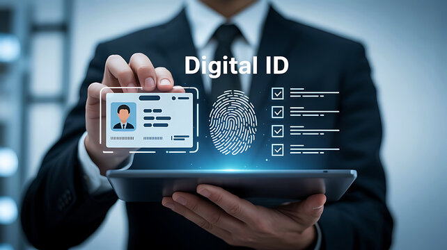 Digital identity security technology using biometric fingerprint scan for identification verification - Powered by Adobe