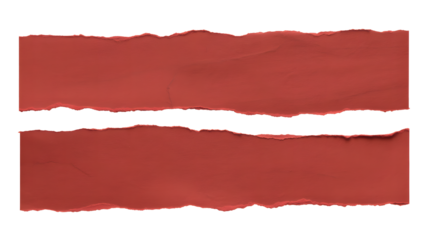 Two torn pieces of red paper isolated on transparent background