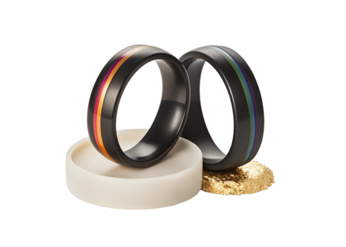 Rainbow Ring Set  on white background 2