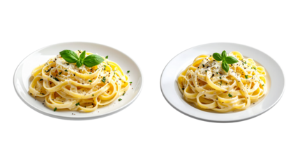 Classic Fettuccine Alfredo — Italian Pasta Dish Side View - Classic Fettuccine Alfredo — Italian Pasta Dish Side View PNG