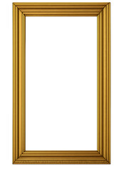 Ornate antique gold picture frame mockup isolated on a transparent background