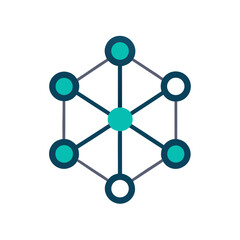 Abstract geometric network of connected nodes isolated on white background