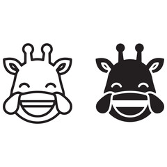 Smiling Cartoon Giraffe Head Wearing a Protective Face Mask Illustration