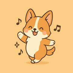 Dancing Kawaii Corgi © Ingrid