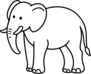 Obraz premium Vector line art illustration of an elephant. side profile, minimal outline drawing