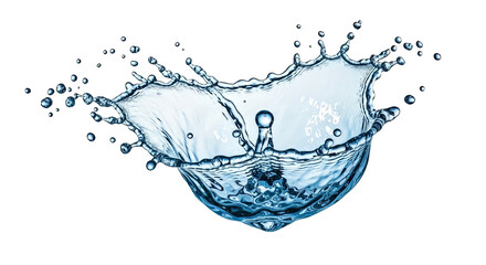Dynamic water splash with droplets showcasing motion and purity for product promotion and creative design projects on transparent background