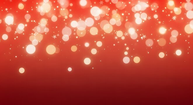 Festive Red Bokeh Background with Sparkling Lights and Glow.
