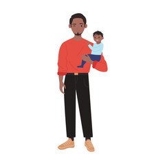 A colorful illustration of a loving father joyfully holding his baby, showcasing deep family love and togetherness