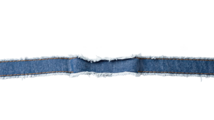 Frayed denim fabric strip blue color textile material casual style fashion accessory versatile use soft texture durable quality