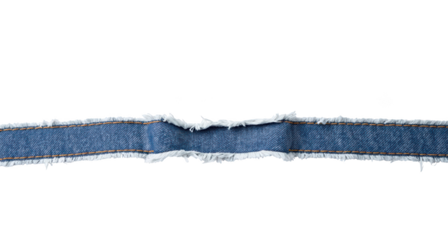 Frayed denim fabric strip blue color textile material casual style fashion accessory versatile use soft texture durable quality