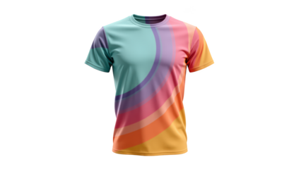 Colorful t shirt design featuring vibrant hues and abstract patterns, perfect for casual wear or sports activities