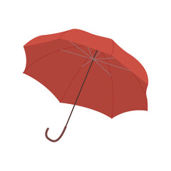 Open dark red umbrella, cute parasol for protection and comfort walk in rain vector illustration © Flash Vector