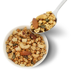 Healthy Granola Cereal with Almonds and Cashews in a Bowl