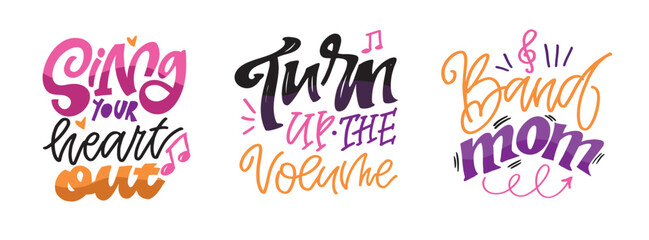 Funny hand drawn doodle lettering quote about music. Lettering for t-shirt design, mug print, bag print, clothes fashion. 100% hand drawn vector image.