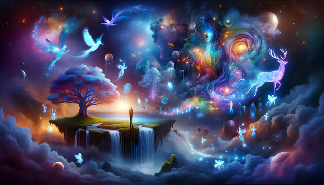 fantasy landscape with space - Powered by Adobe