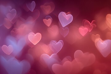Romantic Pink Heart Confetti: Soft Bokeh Background With Floating Hearts, Ideal For Valentine's Day, Love, And Romance Themes